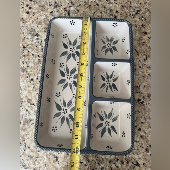 Temptations qold world grey Serving Tray Set stoneware no flaws 12x8 - Picture 1 of 4